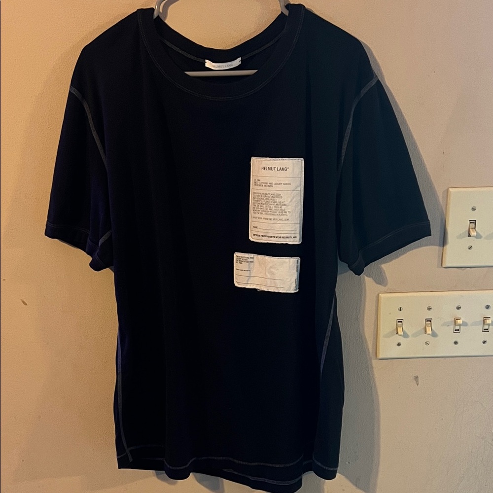 HELMUT LANG BLACK WIDE NECK TEE SIZE XL